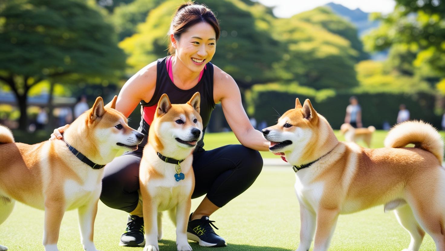 プロのドッグトレーナーによるトレーニングの様子。トレーナーとともに楽しく学ぶことで、飼い主と犬の絆が深まります。