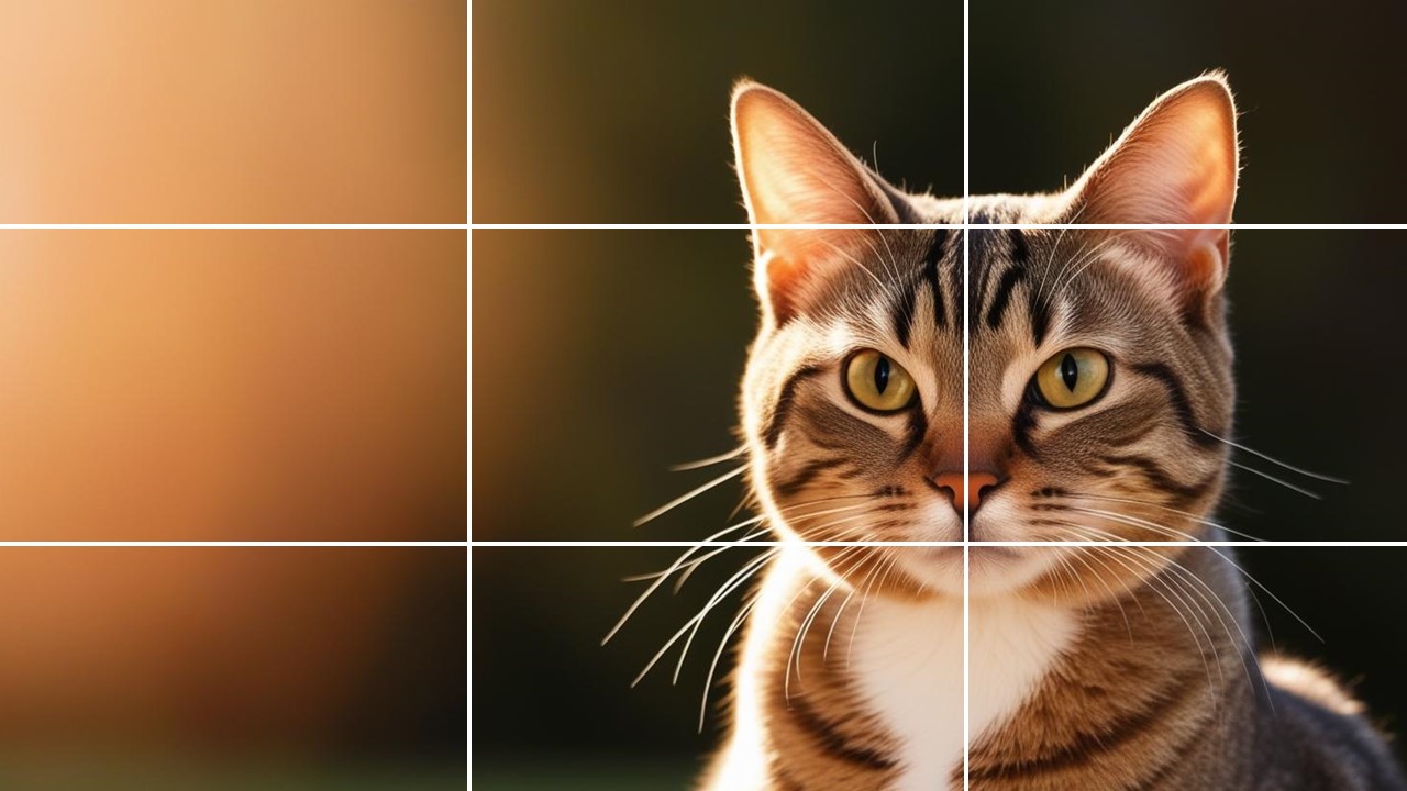 三分割法を活用した猫のポートレート。バランスの取れた構図